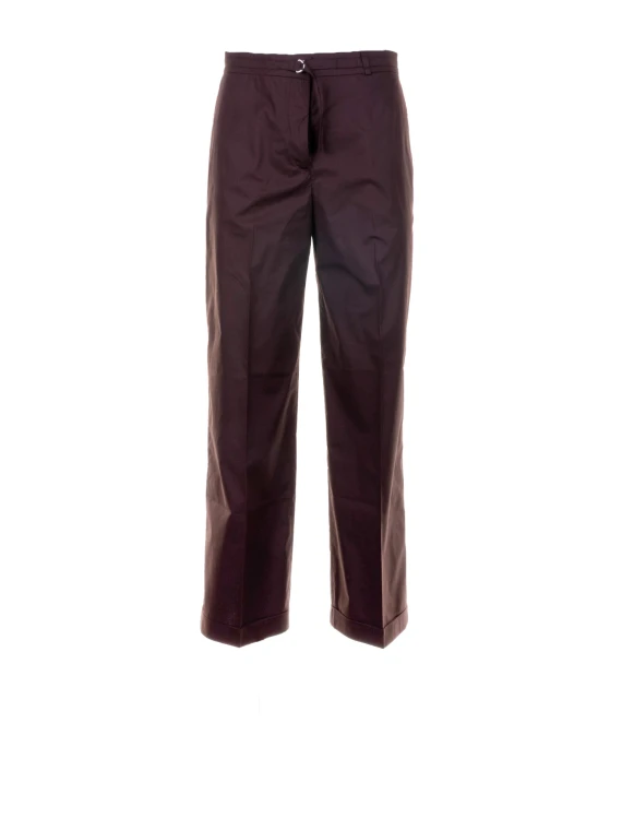 Pantalone marrone in popeline stretch