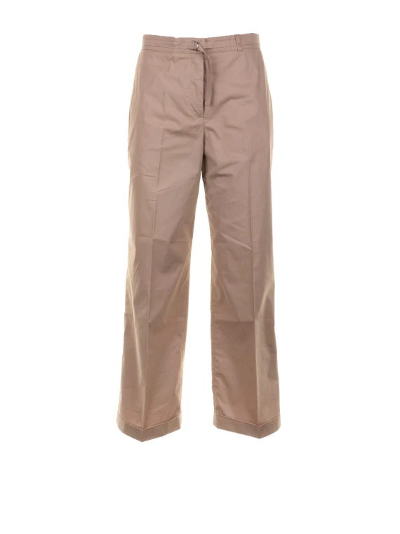 Pantalone beige in popeline stretch