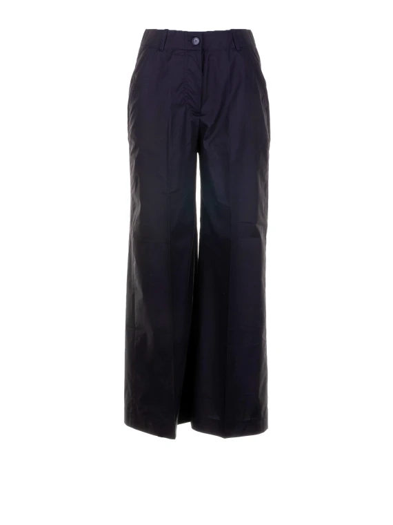 Pantalone nero in popeline stretch