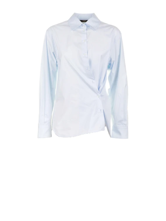Camicia donna celeste in popeline stretch