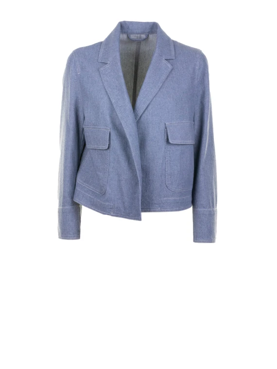 Giacca blazer donna avio corta in filo lurex