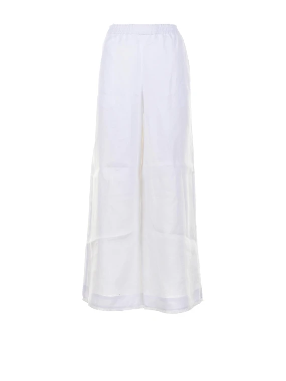 White trousers in pure linen