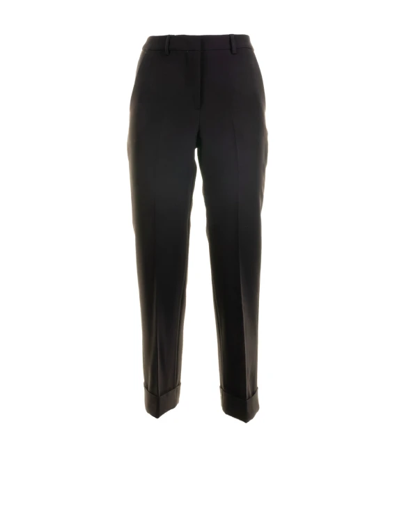 Pantalone nero donna con risvolto