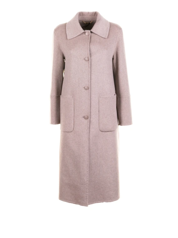 Cappotto lungo fango con bottoni e tasche