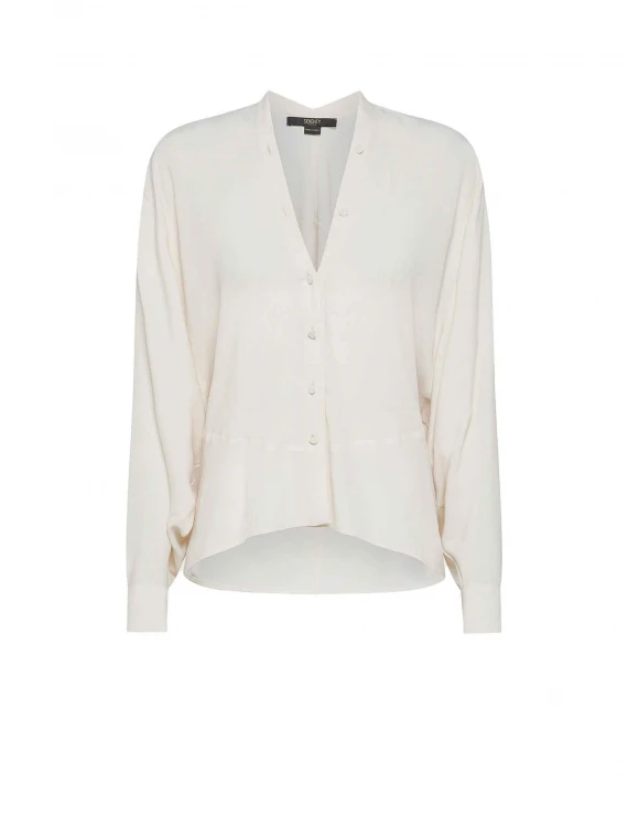 White V-neck shirt in silk blend