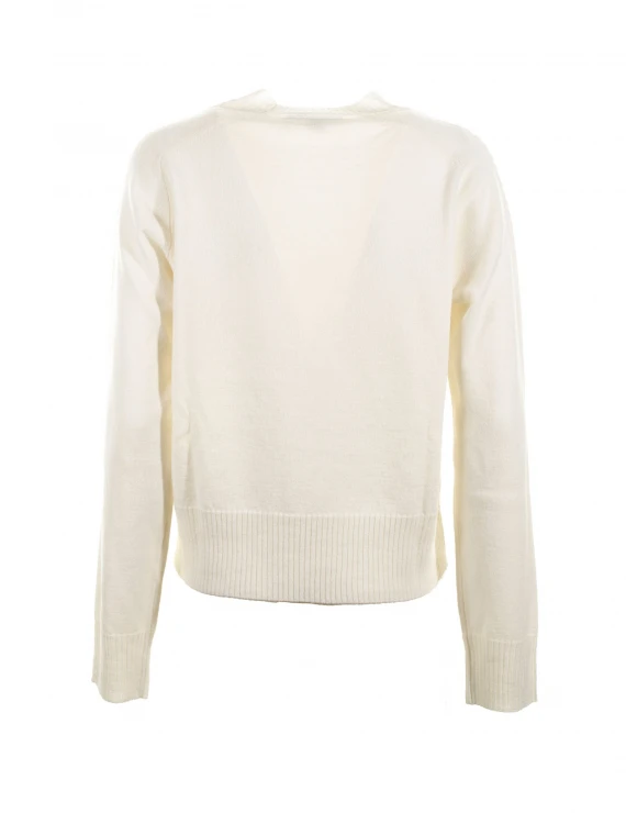 Maglia girocollo bianca in misto cashmere