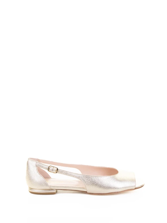 Ballerina aperta ai lati in pelle laminata