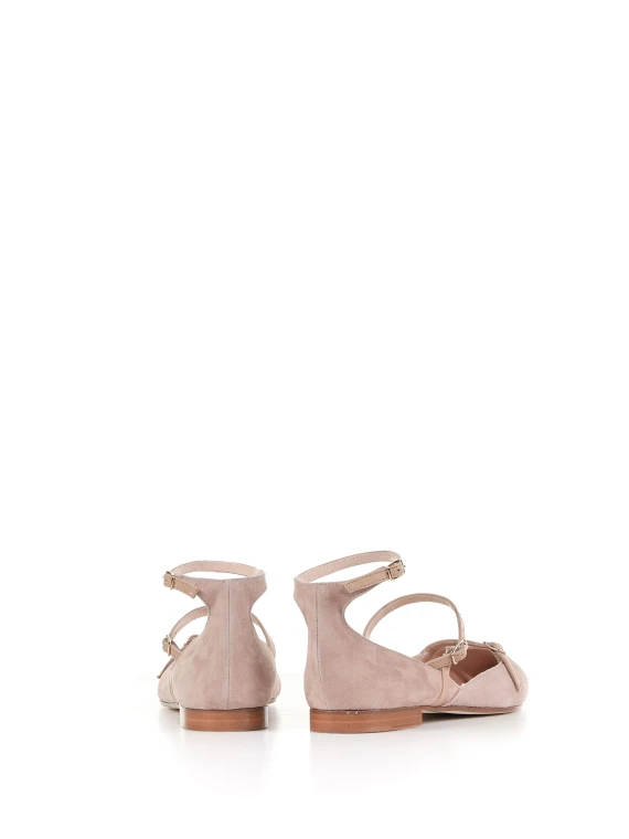 Ballerina in nappa leather with straps