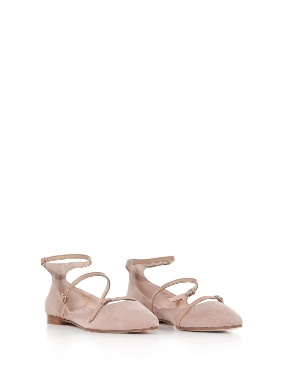 Ballerina in nappa leather with straps