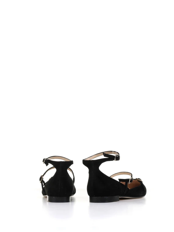 Ballerina in camoscio con cinturini