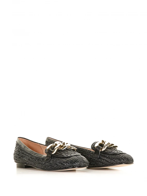 Loafer  in woven nappa leather with jewel