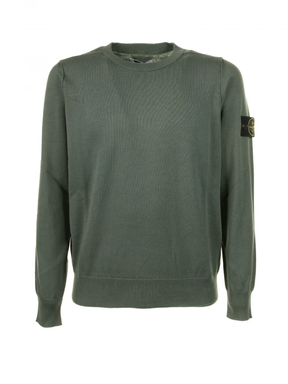 Green crewneck sweatshirt with logo