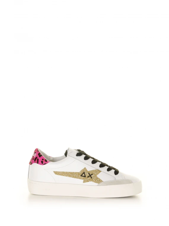 Sneaker Katy in pelle bianco oro