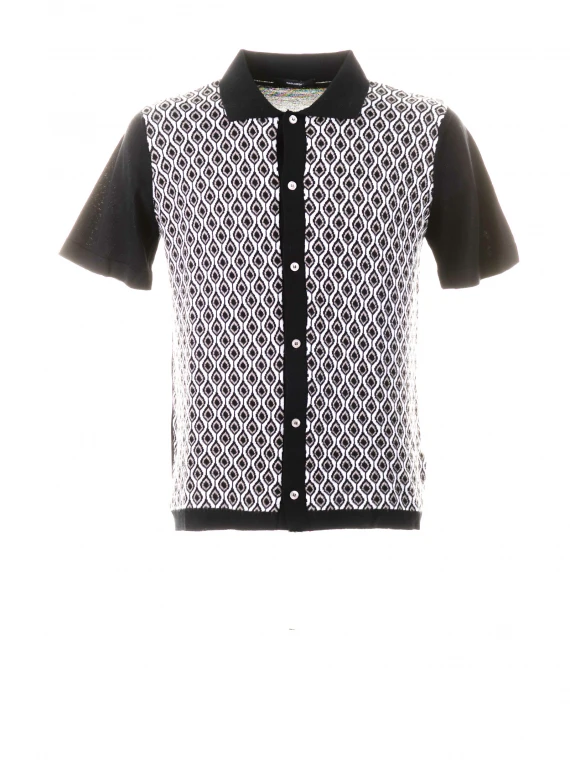 Patterned short-sleeved polo shirt with buttons