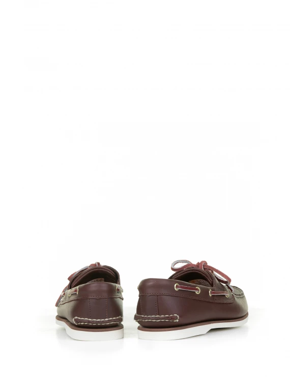 Brown leather boat loafer