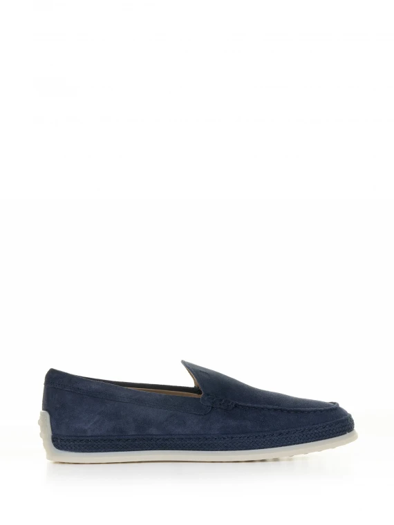 Mocassino slip-on in nabuk blu