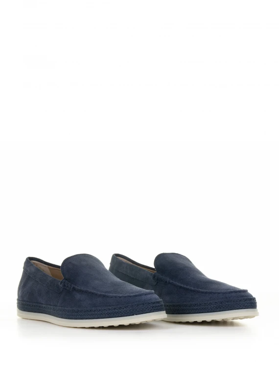 Mocassino slip-on in nabuk blu