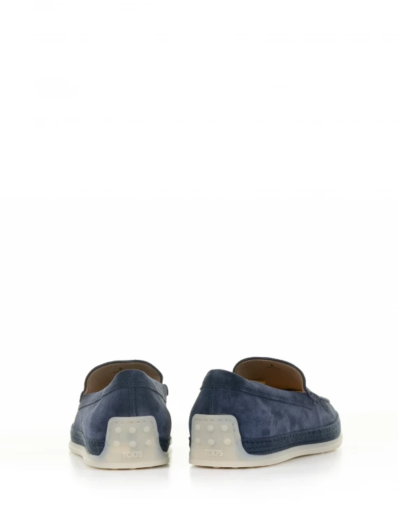 Slip-on moccasin in blue nubuck