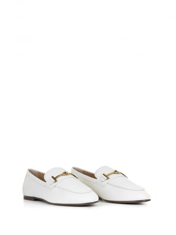 White leather loafer