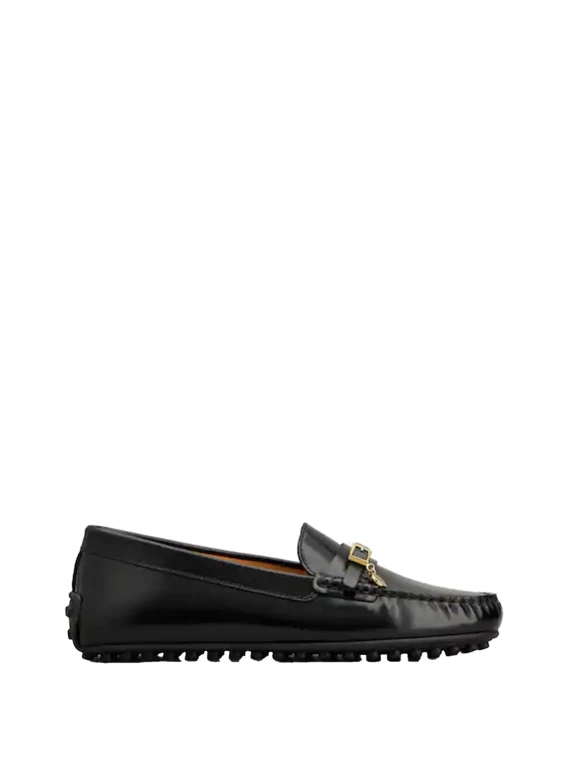 Black leather moccasin