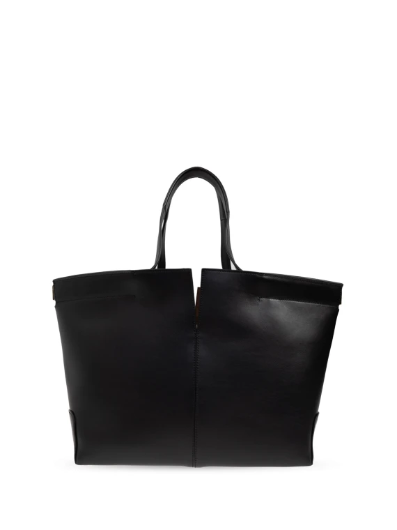 Black Leather Shopping Bag