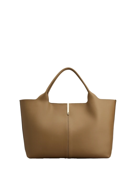 Shopping bag media in pelle