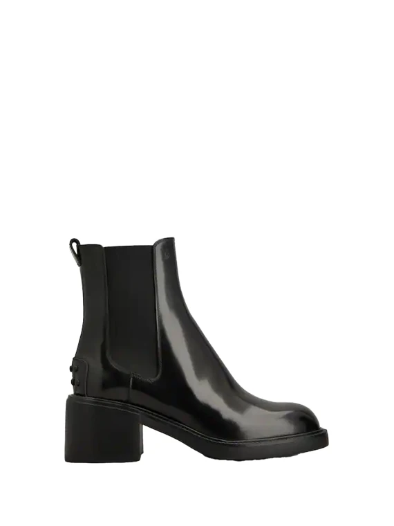 Black leather ankle boot