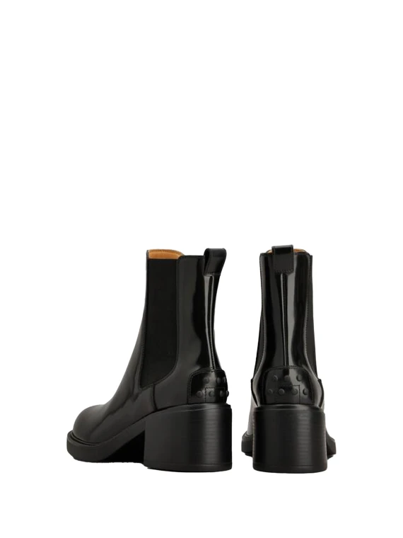 Black leather ankle boot