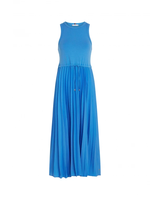 Sleeveless midi dress with pleated