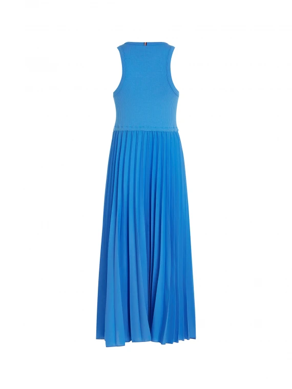 Sleeveless midi dress with pleated