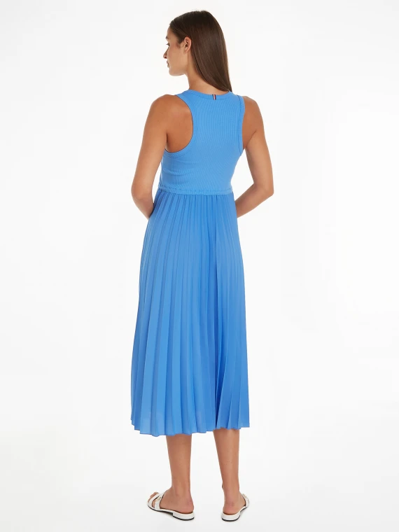 Sleeveless midi dress with pleated