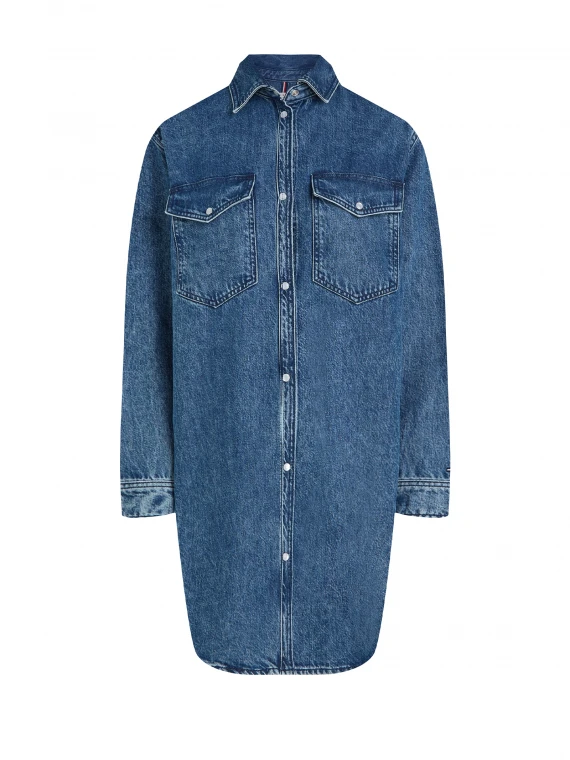 Long denim shirt dress