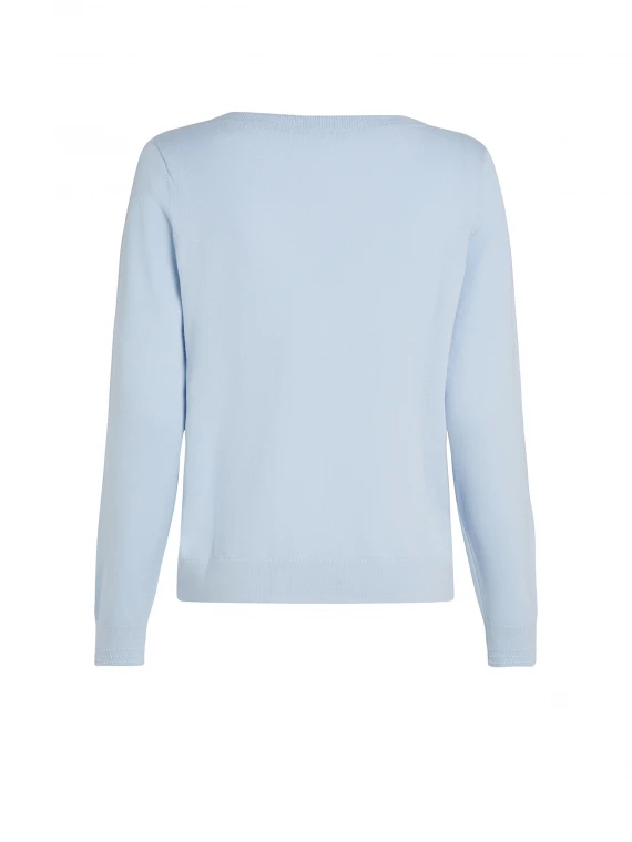 Light blue crew-neck sweater with mini logo