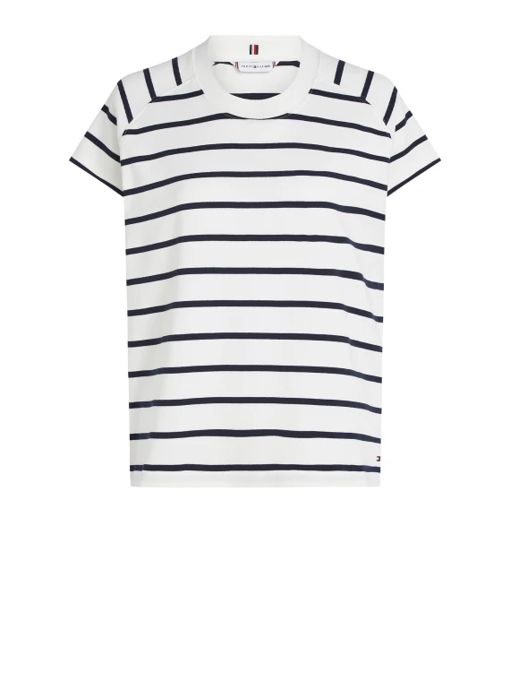 T-shirt con mini logo a righe