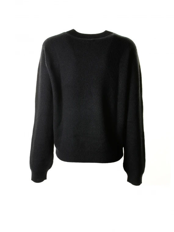 Black crew-neck sweater with mini logo