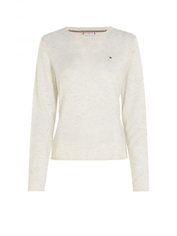 White crew neck sweater with mini logo