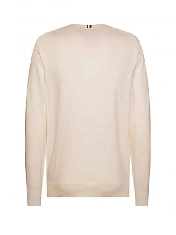 Beige crewneck sweater with mini logo