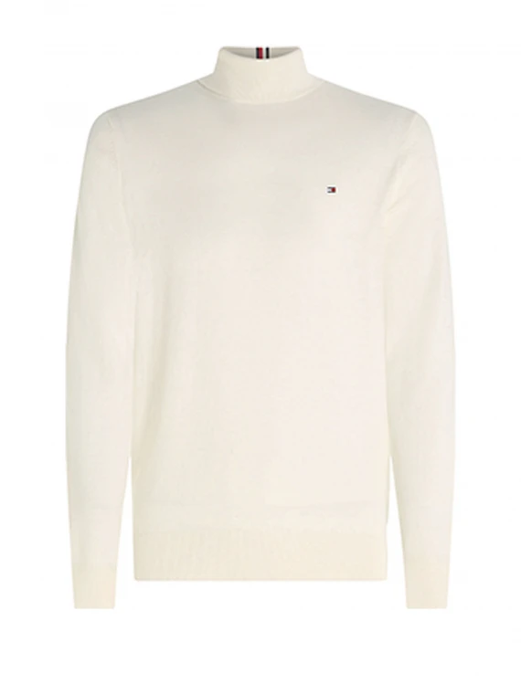 White turtleneck with mini logo