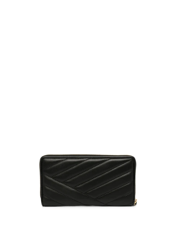 Kira Zip Continental Wallet Black Leather