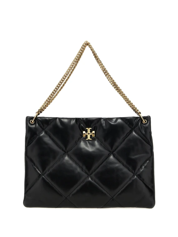 Kira Diamond Black Leather Shoulder Bag