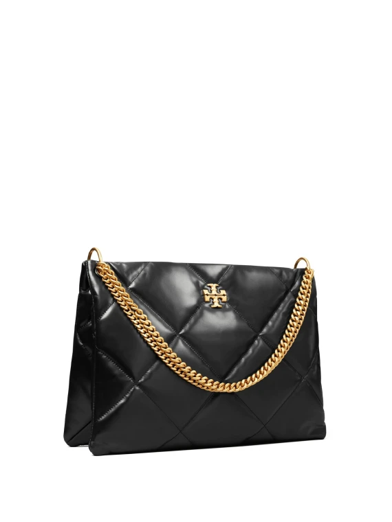 Kira Diamond Black Leather Shoulder Bag