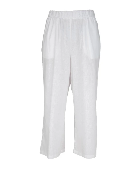 Pantalone bianco in lino e cotone