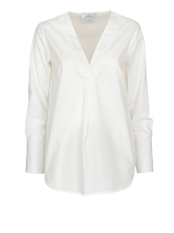Camicia bianca donna scollo a V