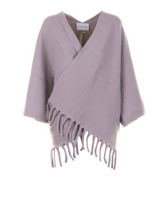 Cardigan tortora con frange