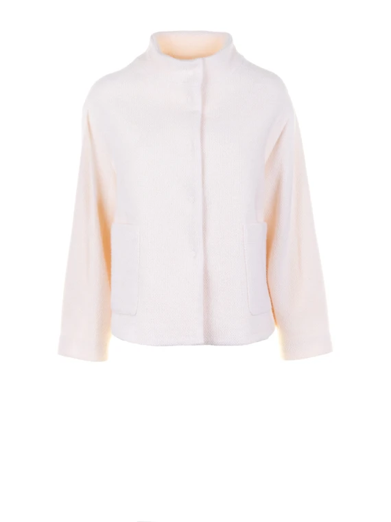 Giubbino bianco donna in panno di maglia