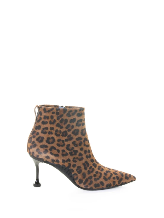 Stivaletto alla caviglia in suede maculato con zip posteriore