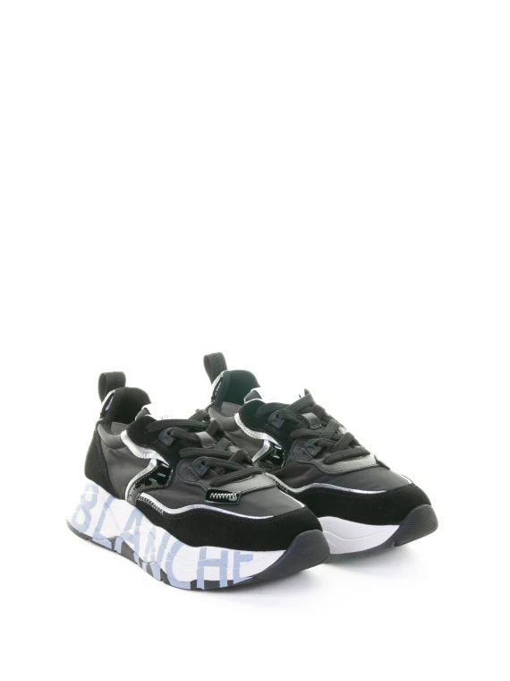 Sneaker in technical fabric and suede with contrasting stitching