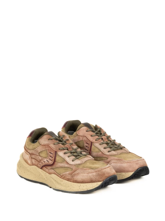 Sneaker donna marrone verde in nabuk