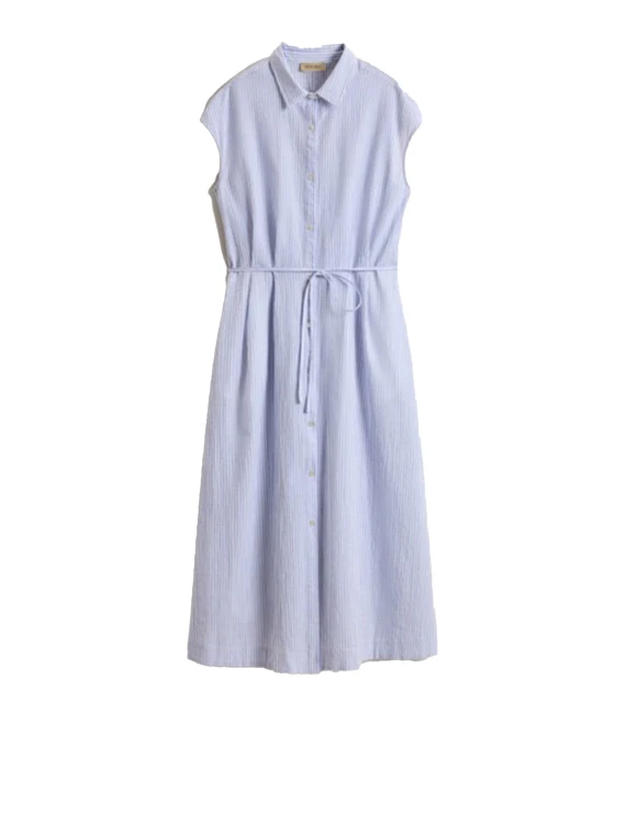 Abito camicia smanicato con coulisse in vita