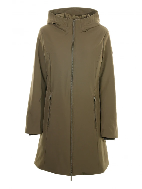 Parka lungo con cappuccio e zip